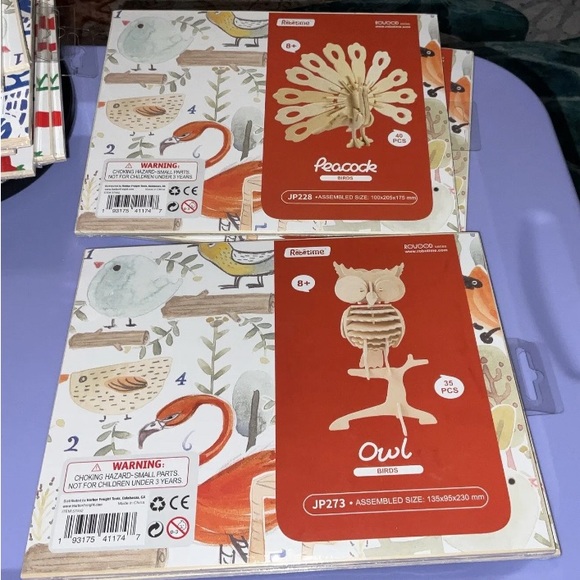 Owl and Peacock Robotime 3D Wooden Puzzles Lot of 2 Puzzles BRAND NEW Paintable - Picture 15 of 16